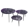 Zig-Zag Set Of Three Amethyst Crystal Coffee Tables