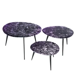 Zig-Zag Set Of Three Amethyst Crystal Coffee Tables