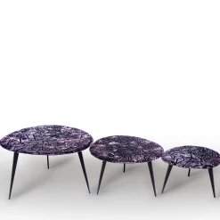 Zig-Zag Set Of Three Amethyst Crystal Coffee Tables