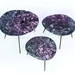 Zig-Zag Set Of Three Amethyst Crystal Coffee Tables