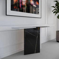 Zion Sahara Noir and Bianco T Marble Console by Paolo Ciacci