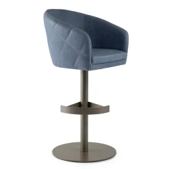Zoe Blue Leather Bar Stool